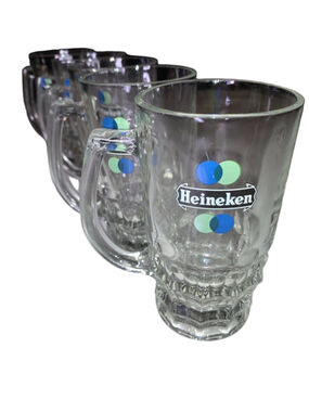 1976 Heineken Clear Green Half Pint Beer Mugs Set of 4